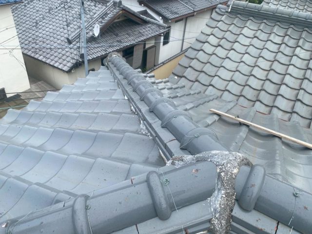 姫路市で漆喰が劣化した棟